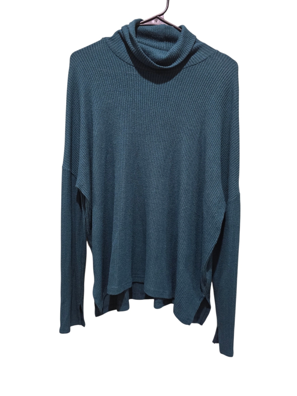 aerie Ribbed Teal Lightweight Cowl Neck Sweater Medium - Picture 7 of 7